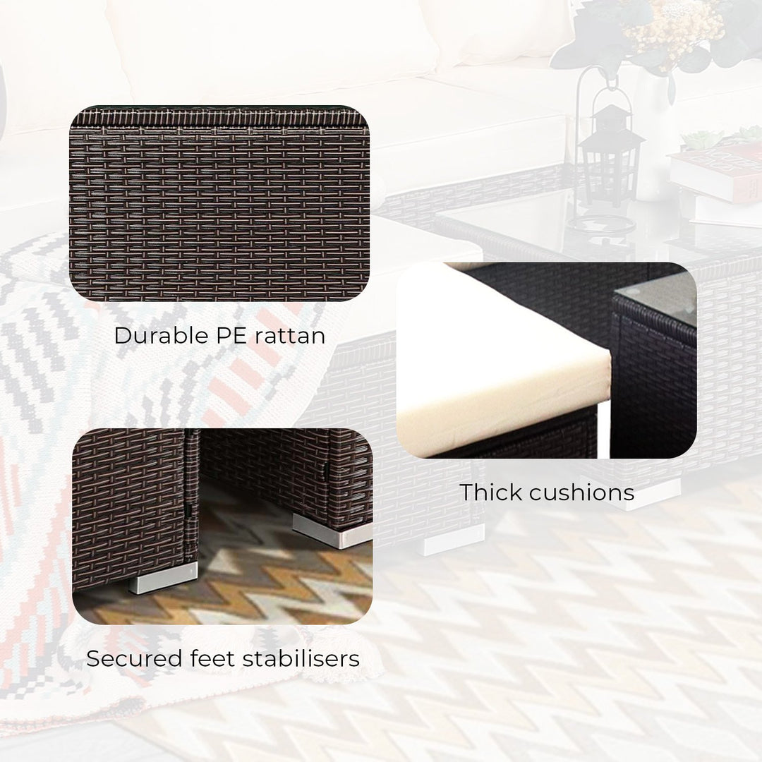 P&F ZennHome 5pc Modular Outdoor Lounge Set PE Rattan - Brown