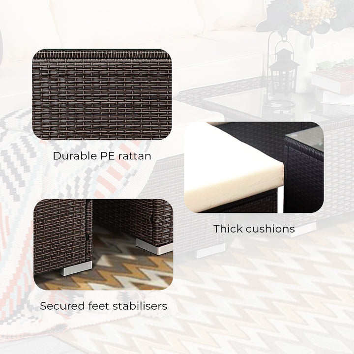 P&F ZennHome 5pc Modular Outdoor Lounge Set PE Rattan - Brown