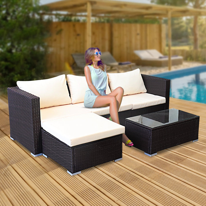 P&F ZennHome 5pc Modular Outdoor Lounge Set PE Rattan - Brown