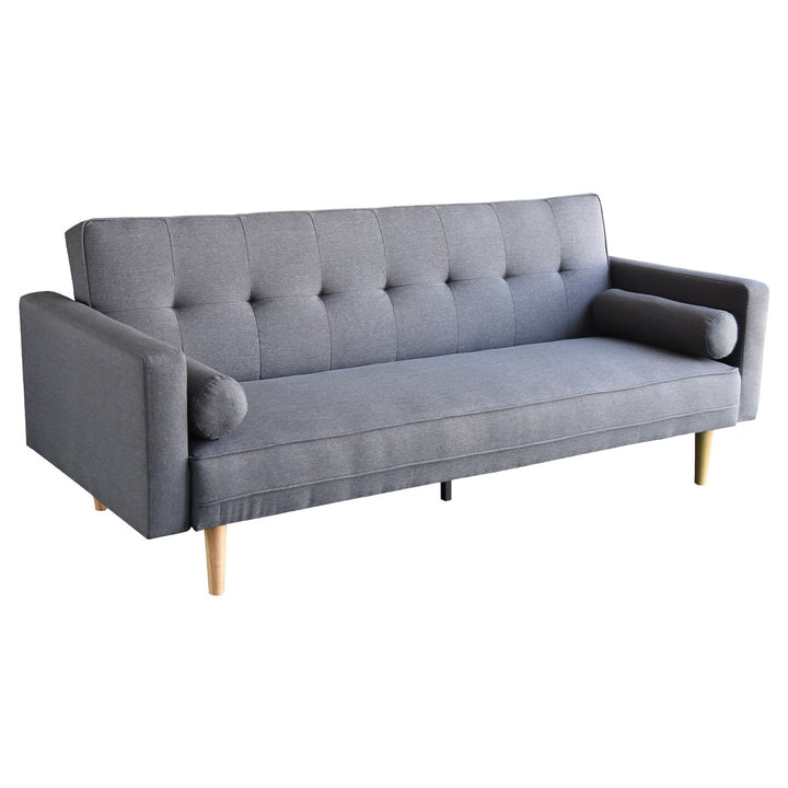 P&F ZennHome Madison Sofa Bed Lounge Couch Futon Furniture Home Dark Grey Linen Suite