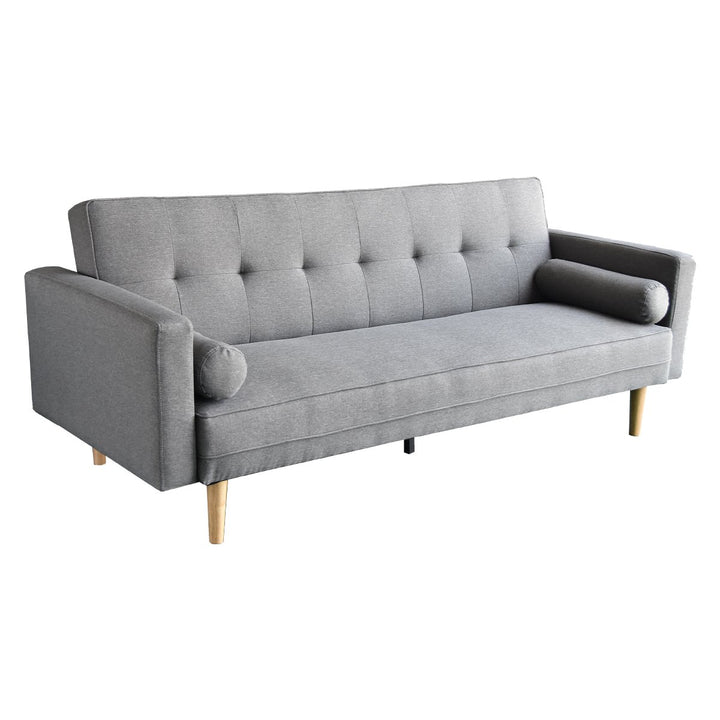 P&F ZennHome Madison Sofa Bed Lounge Couch Futon Furniture Home Light Grey Linen Suite