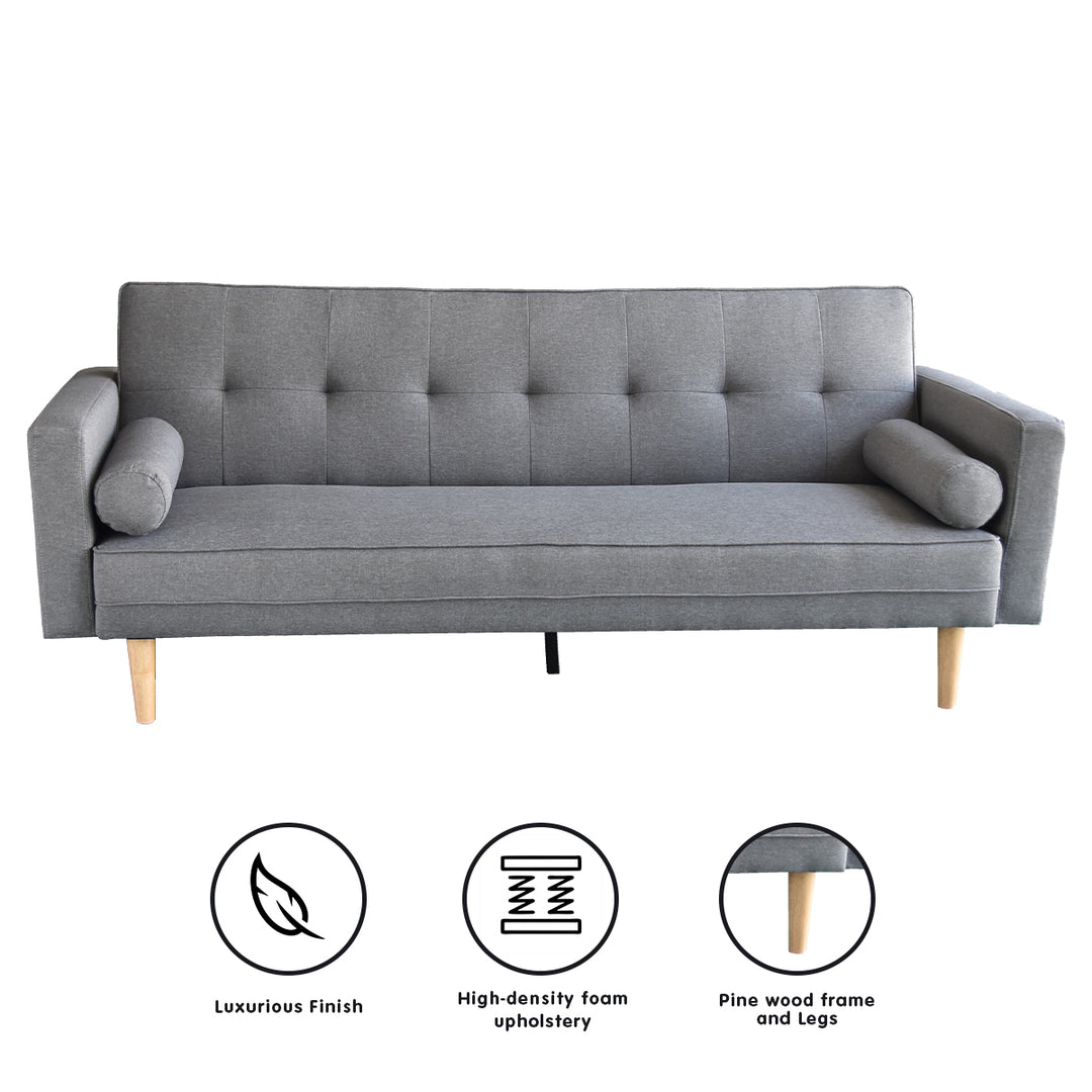 P&F ZennHome Madison Sofa Bed Lounge Couch Futon Furniture Home Light Grey Linen Suite