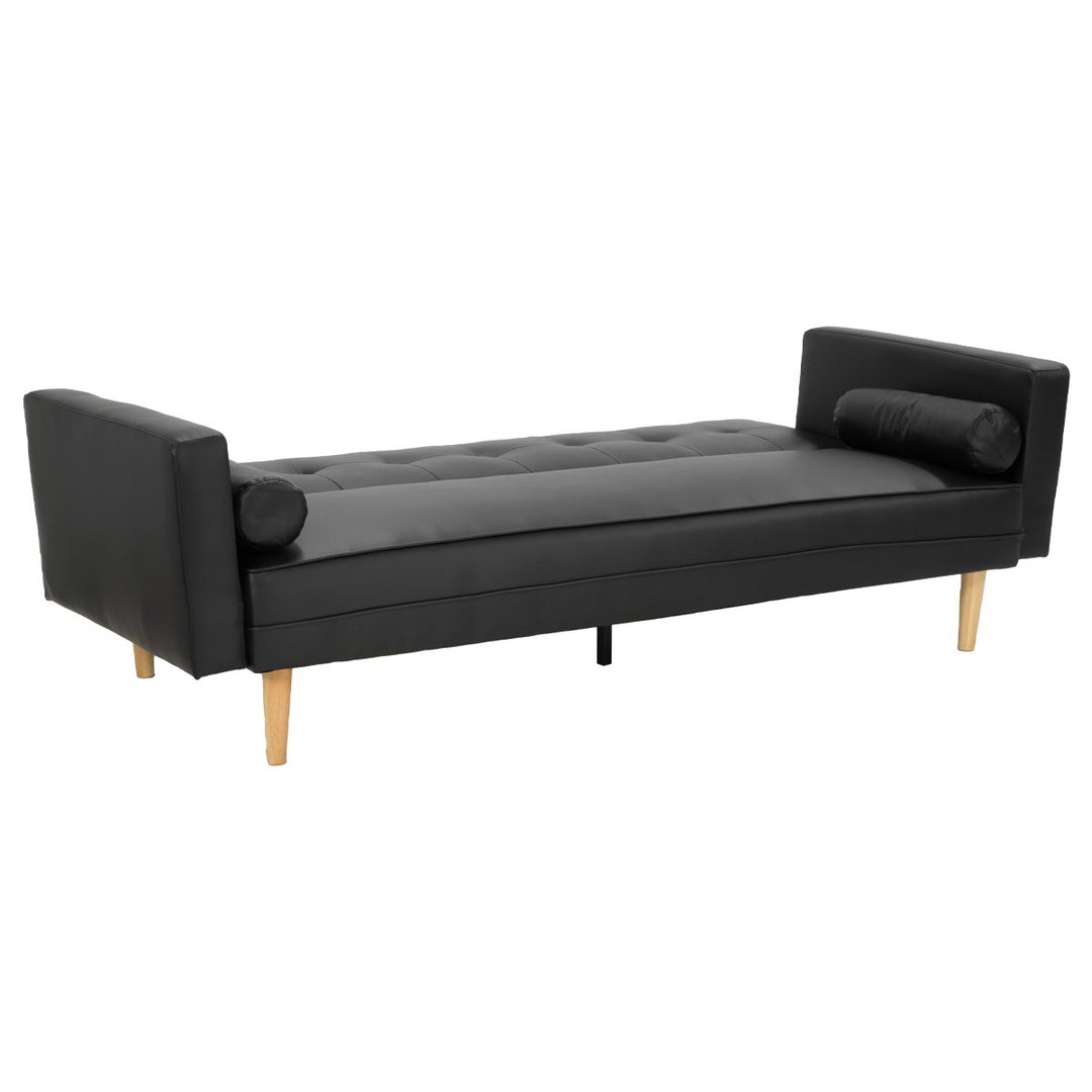 P&F ZennHome Madison Faux Leather Sofa Bed Lounge Couch Futon Furniture Home Suite - Black