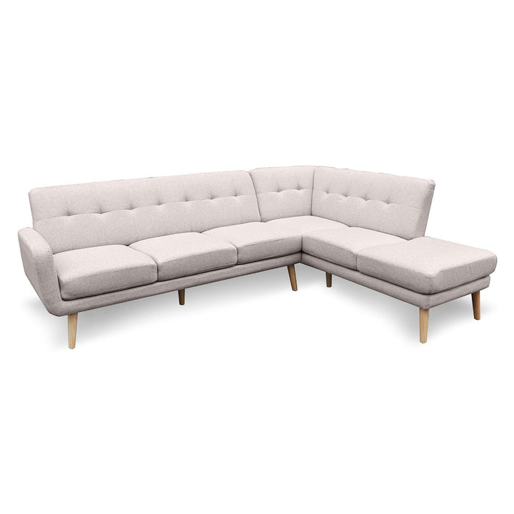 P&F ZennHome Faux Linen Corner Sofa Lounge L-shaped Chaise Light Grey