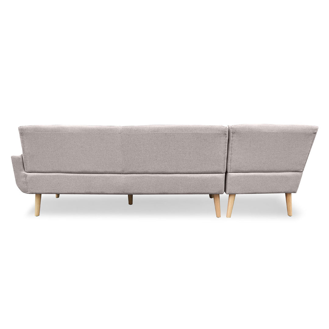 P&F ZennHome Faux Linen Corner Sofa Lounge L-shaped Chaise Light Grey