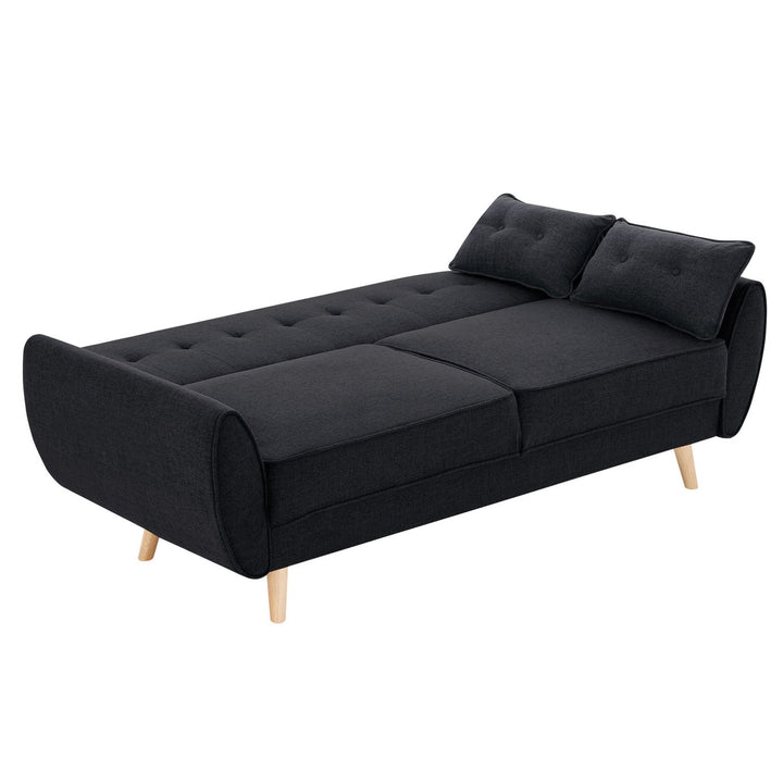 P&F ZennHome 3 Seater Modular Linen Fabric Sofa Bed Couch Futon Suite - Black