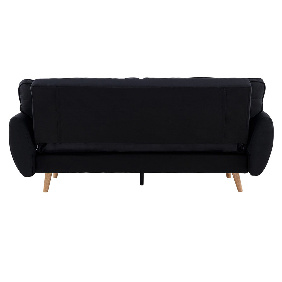 P&F ZennHome 3 Seater Modular Linen Fabric Sofa Bed Couch Futon Suite - Black