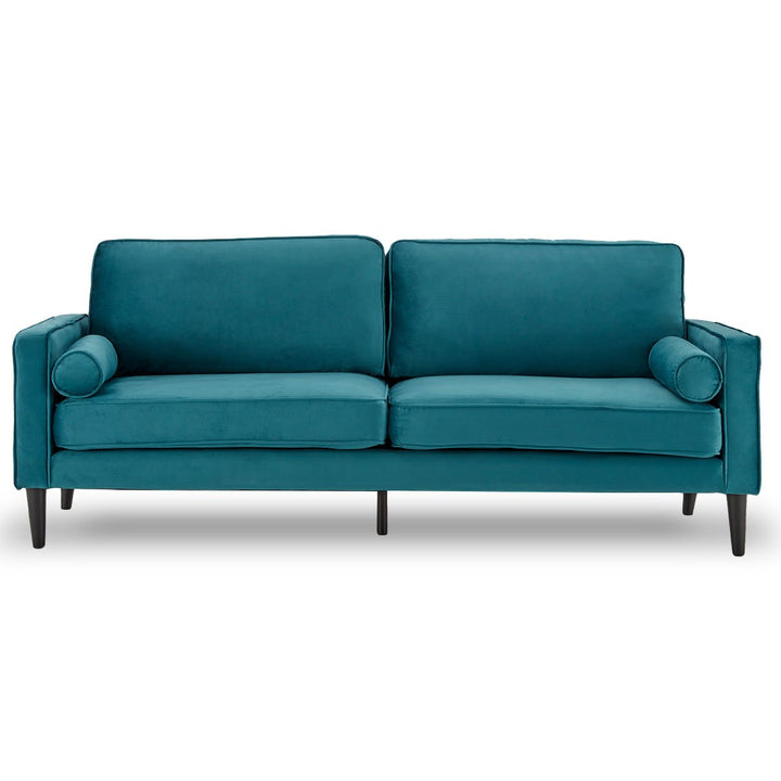 P&F ZennHome Faux Velvet Sofa Bed Couch Furniture Lounge Suite Seat Blue