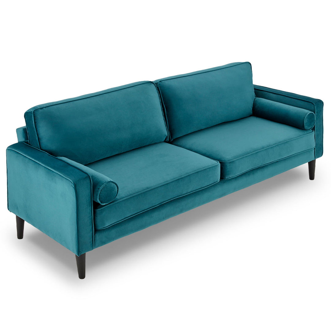 P&F ZennHome Faux Velvet Sofa Bed Couch Furniture Lounge Suite Seat Blue