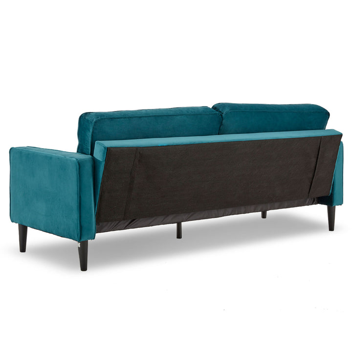 P&F ZennHome Faux Velvet Sofa Bed Couch Furniture Lounge Suite Seat Blue