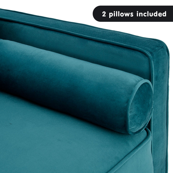 P&F ZennHome Faux Velvet Sofa Bed Couch Furniture Lounge Suite Seat Blue