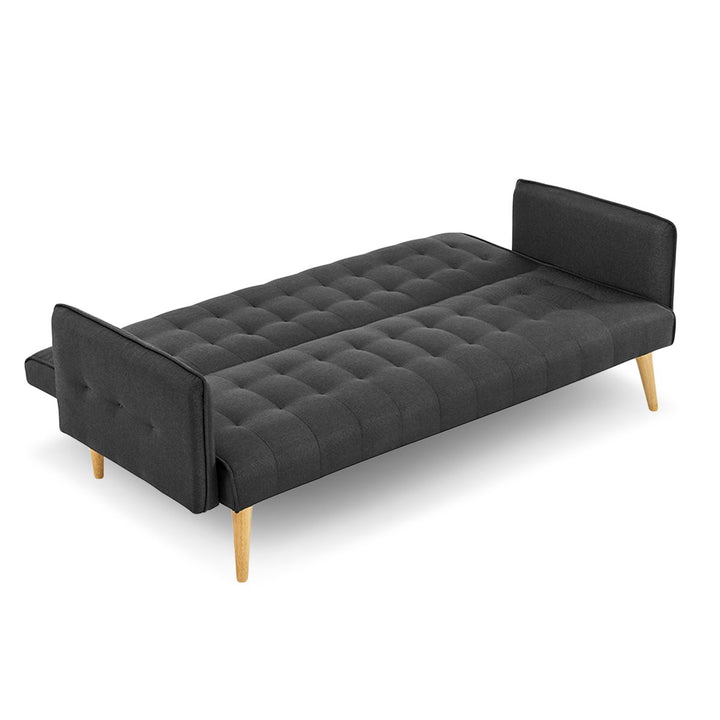 P&F ZennHome 3 Seater Modular Linen Fabric Sofa Bed Couch - Black