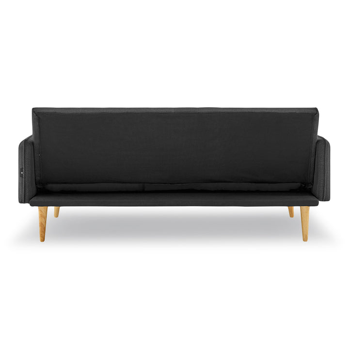 P&F ZennHome 3 Seater Modular Linen Fabric Sofa Bed Couch - Black