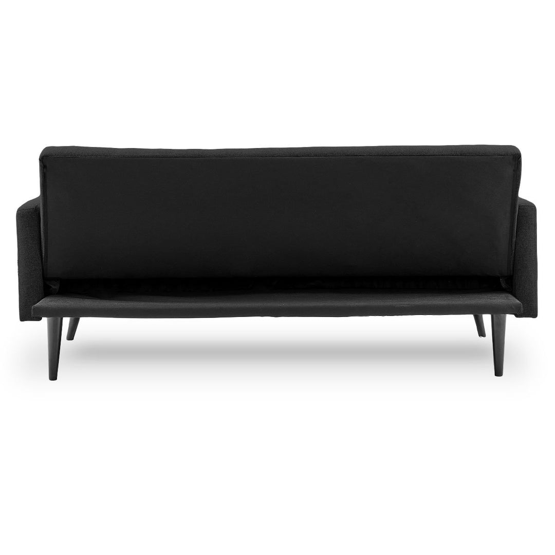 P&F ZennHome Tufted Faux Linen 3-Seater Sofa Bed with Armrests - Black