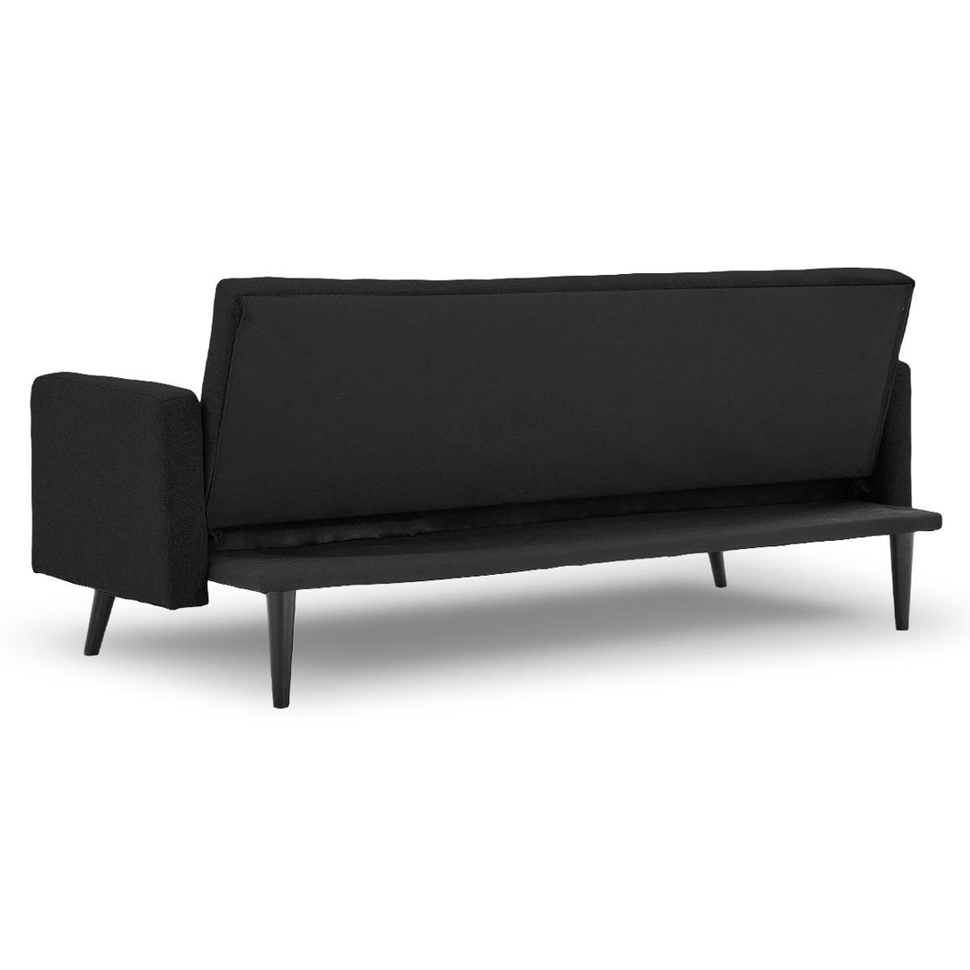 P&F ZennHome Tufted Faux Linen 3-Seater Sofa Bed with Armrests - Black