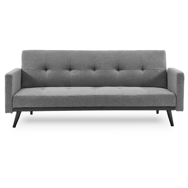 P&F ZennHome Tufted Faux Linen 3-Seater Sofa Bed with Armrests - Light Grey