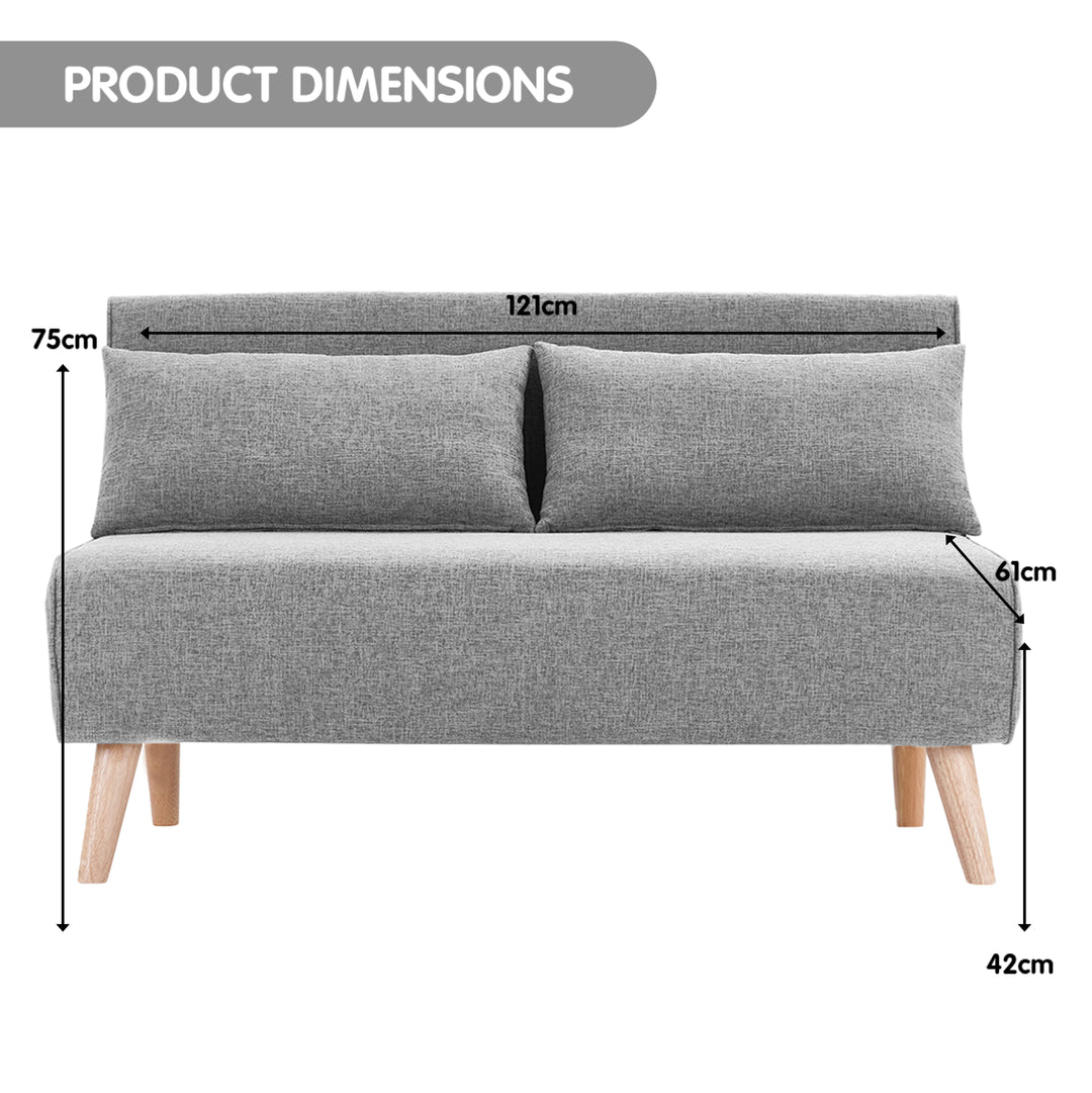 P&F ZennHome 2-Seater Adjustable Sofa Bed Lounge Faux Linen - Grey