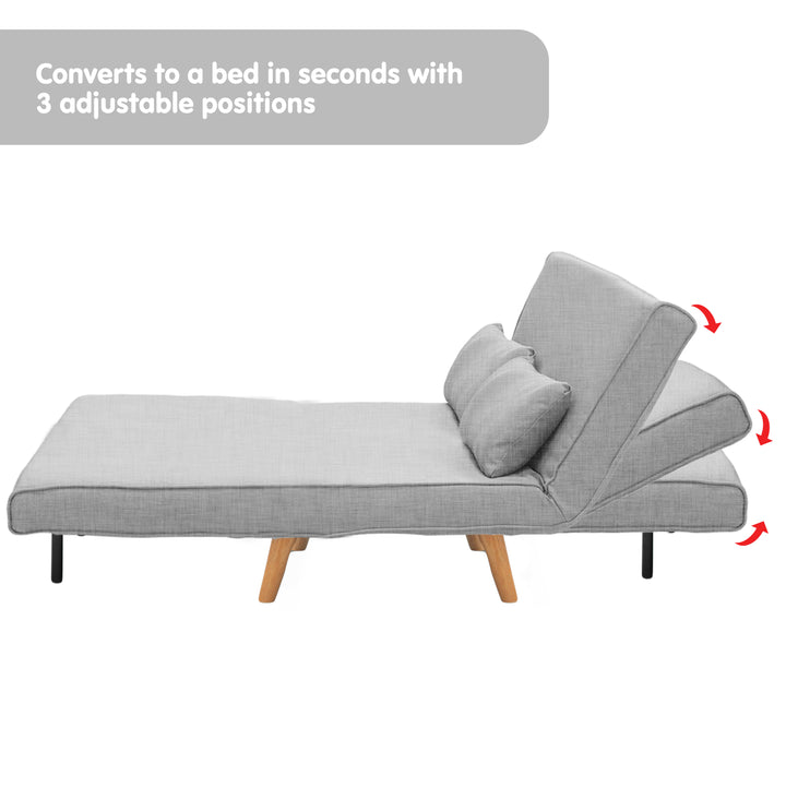 P&F ZennHome 2-Seater Adjustable Sofa Bed Lounge Faux Linen - Grey