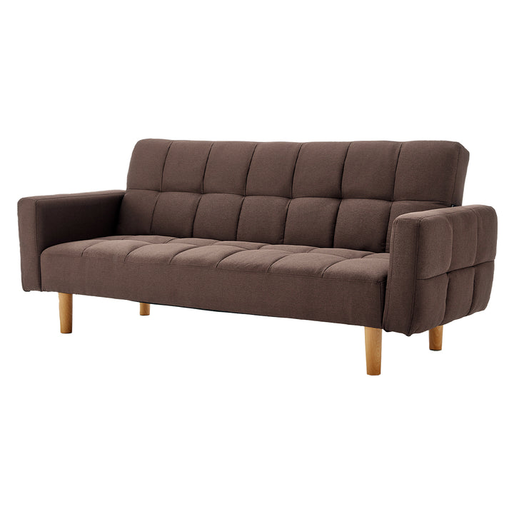 P&F ZennHome 3-Seater Fabric Sofa Bed Futon - Brown