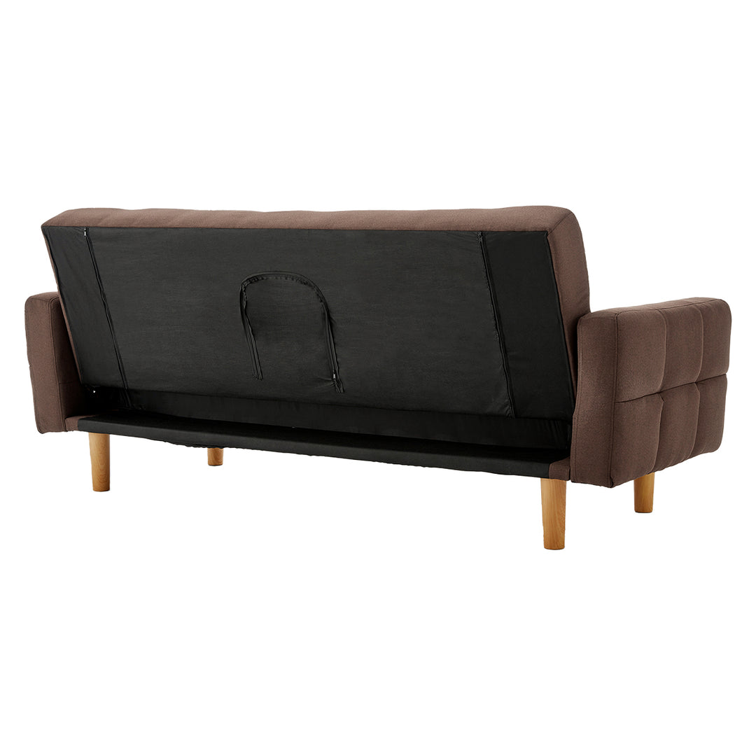 P&F ZennHome 3-Seater Fabric Sofa Bed Futon - Brown