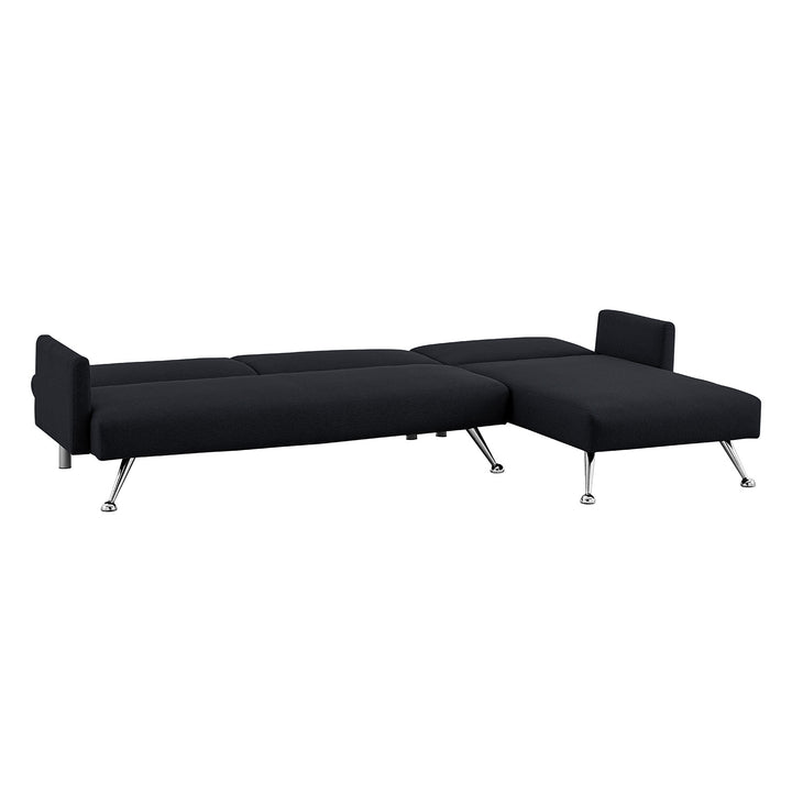 P&F ZennHome Mia 3-Seater Sofa Bed with Chaise & 3 Pillows - Black