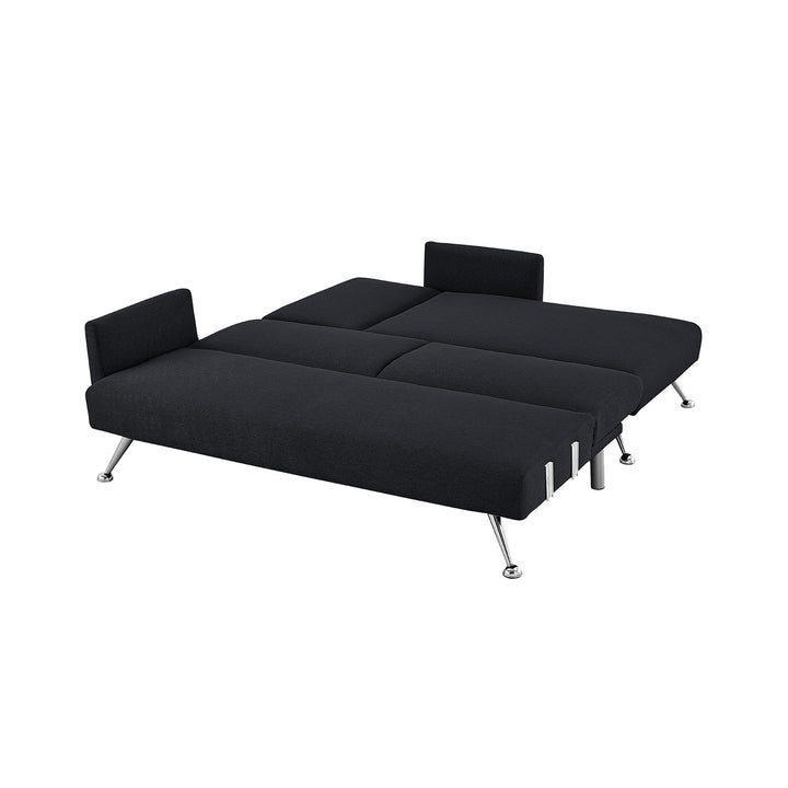 P&F ZennHome Mia 3-Seater Sofa Bed with Chaise & 3 Pillows - Black