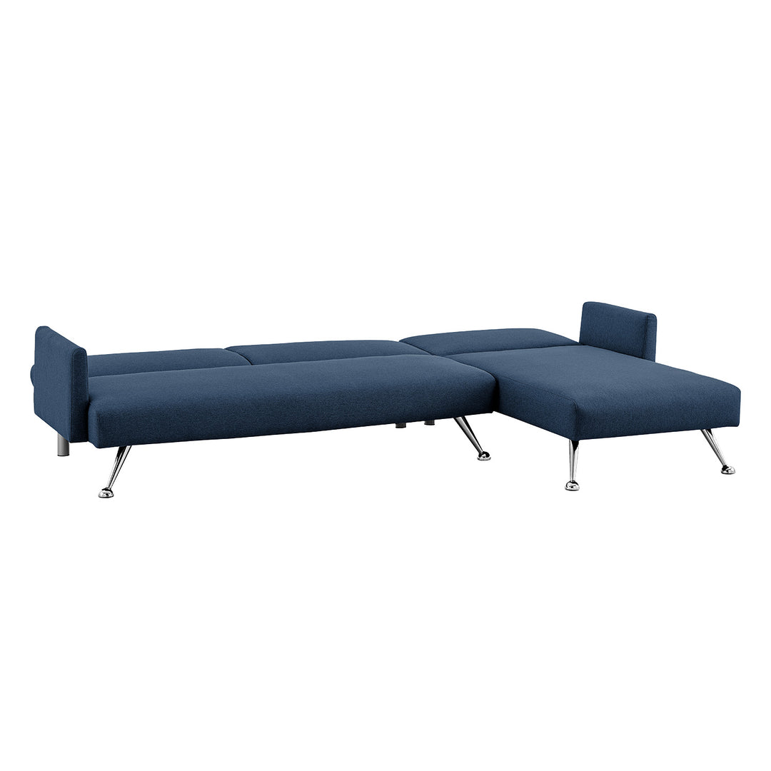 P&F ZennHome Mia 3-Seater Sofa Bed with Chaise & 3 Pillows - Blue