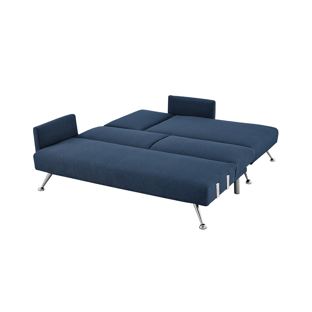 P&F ZennHome Mia 3-Seater Sofa Bed with Chaise & 3 Pillows - Blue