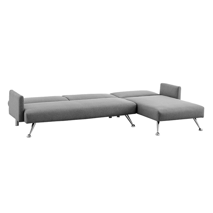 P&F ZennHome Mia 3-Seater Corner Sofa Bed Chaise and Pillows Dark Grey