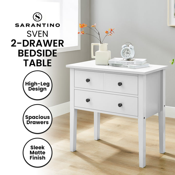 P&F ZennHome Sven Bedside Table Night Stand - White