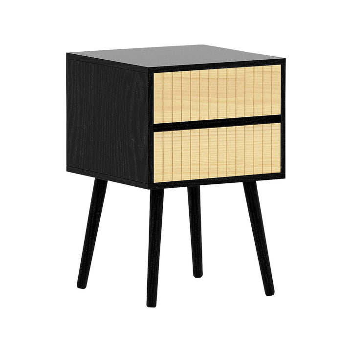 P&F ZennHome Ivan Bedside Table Night Stand - Black/natural