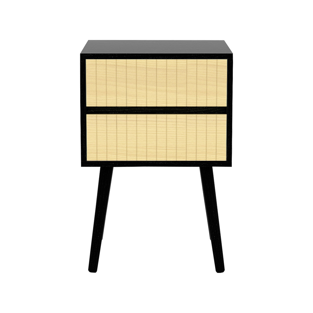P&F ZennHome Ivan Bedside Table Night Stand - Black/natural