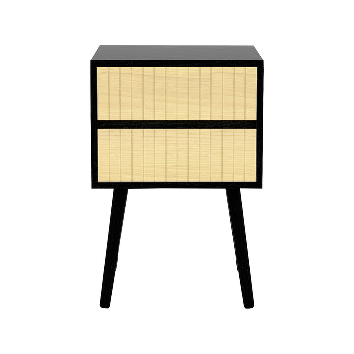 P&F ZennHome Ivan Bedside Table Night Stand - Black/natural