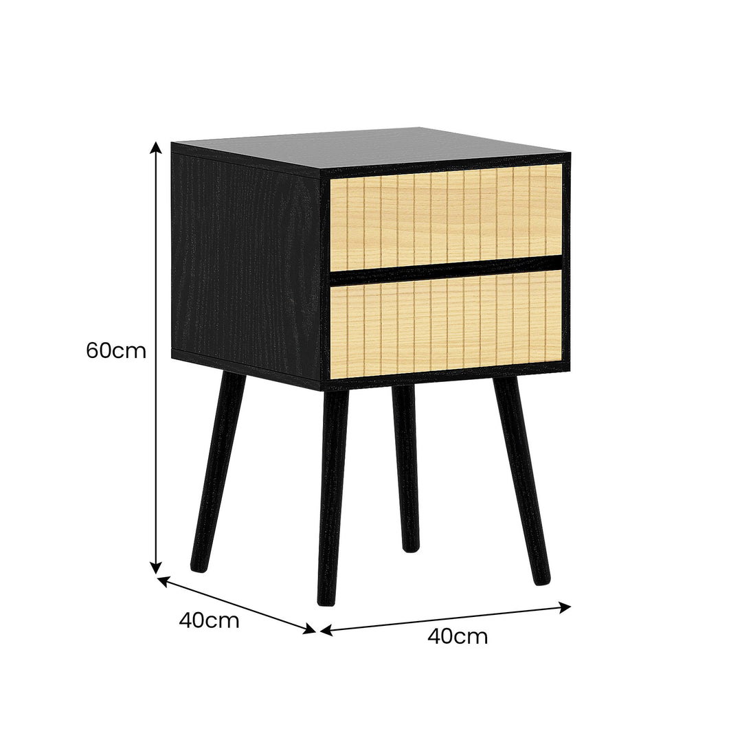 P&F ZennHome Ivan Bedside Table Night Stand - Black/natural