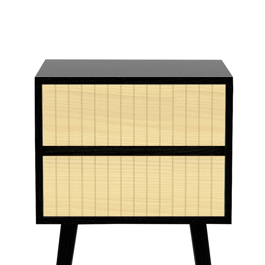 P&F ZennHome Ivan Bedside Table Night Stand - Black/natural