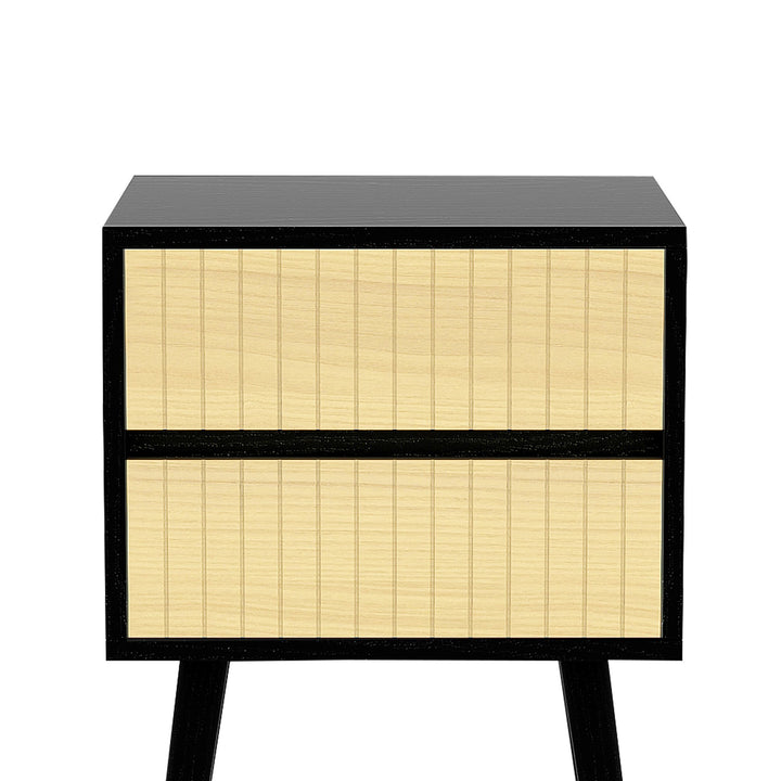 P&F ZennHome Ivan Bedside Table Night Stand - Black/natural