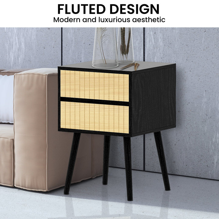 P&F ZennHome Ivan Bedside Table Night Stand - Black/natural