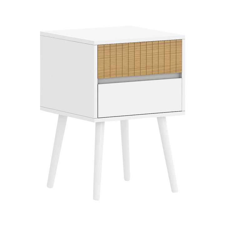 P&F ZennHome Clio Bedside Table Night Stand - White/natural