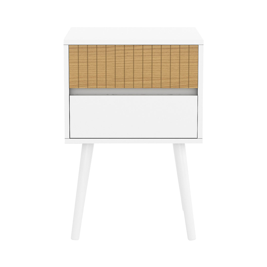 P&F ZennHome Clio Bedside Table Night Stand - White/natural