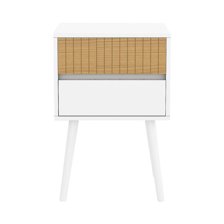 P&F ZennHome Clio Bedside Table Night Stand - White/natural
