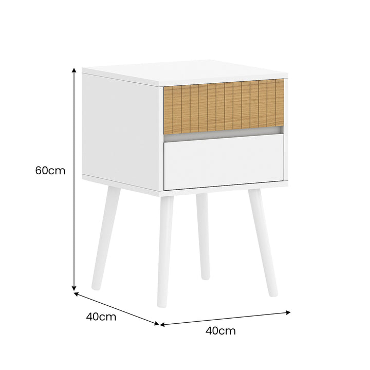 P&F ZennHome Clio Bedside Table Night Stand - White/natural