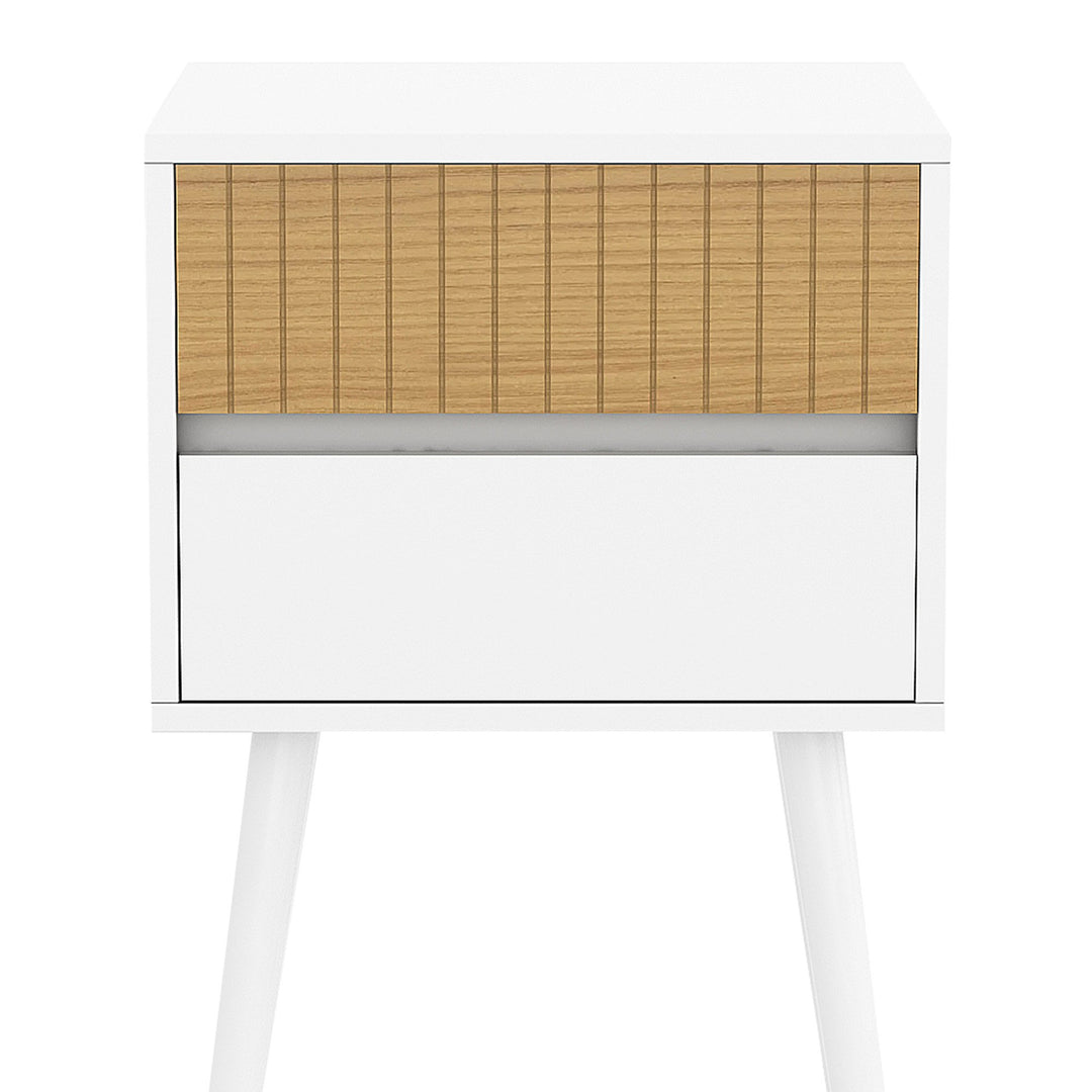 P&F ZennHome Clio Bedside Table Night Stand - White/natural