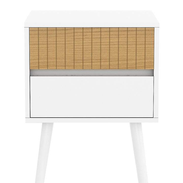 P&F ZennHome Clio Bedside Table Night Stand - White/natural