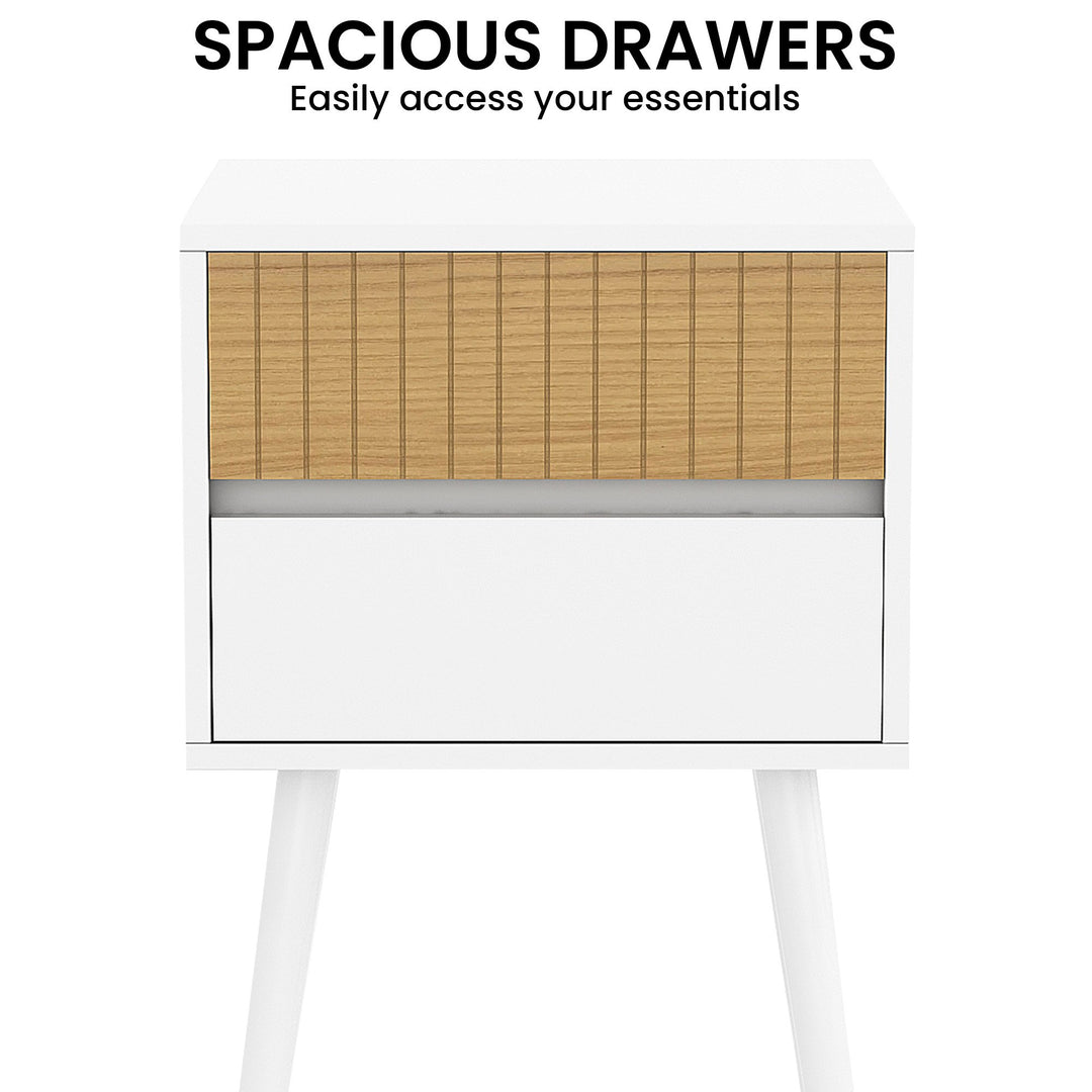 P&F ZennHome Clio Bedside Table Night Stand - White/natural