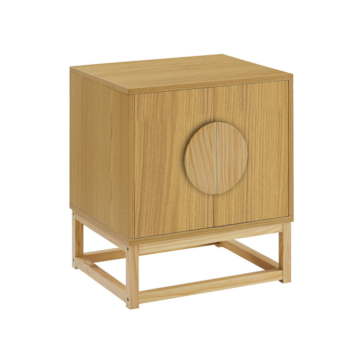 P&F ZennHome Luca Bedside Table Split Door Night Stand - Natural