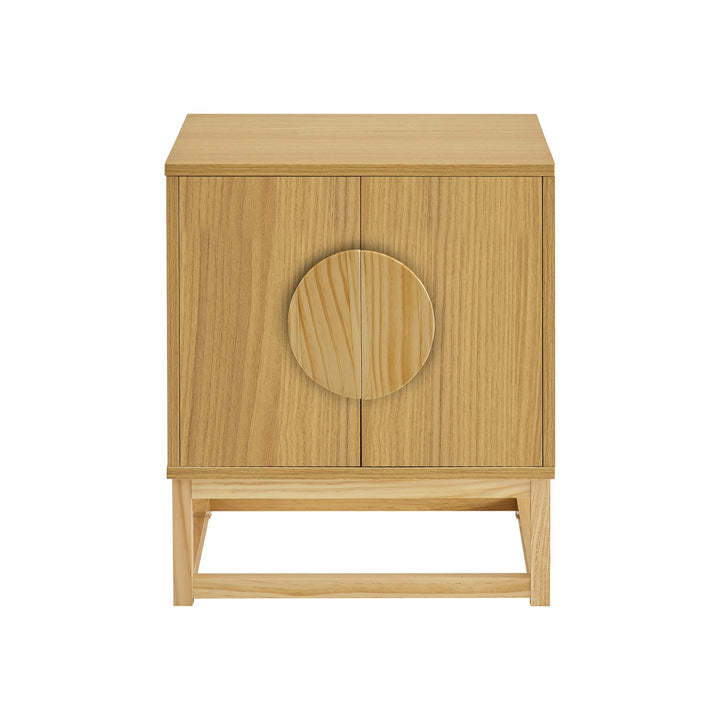 P&F ZennHome Luca Bedside Table Split Door Night Stand - Natural