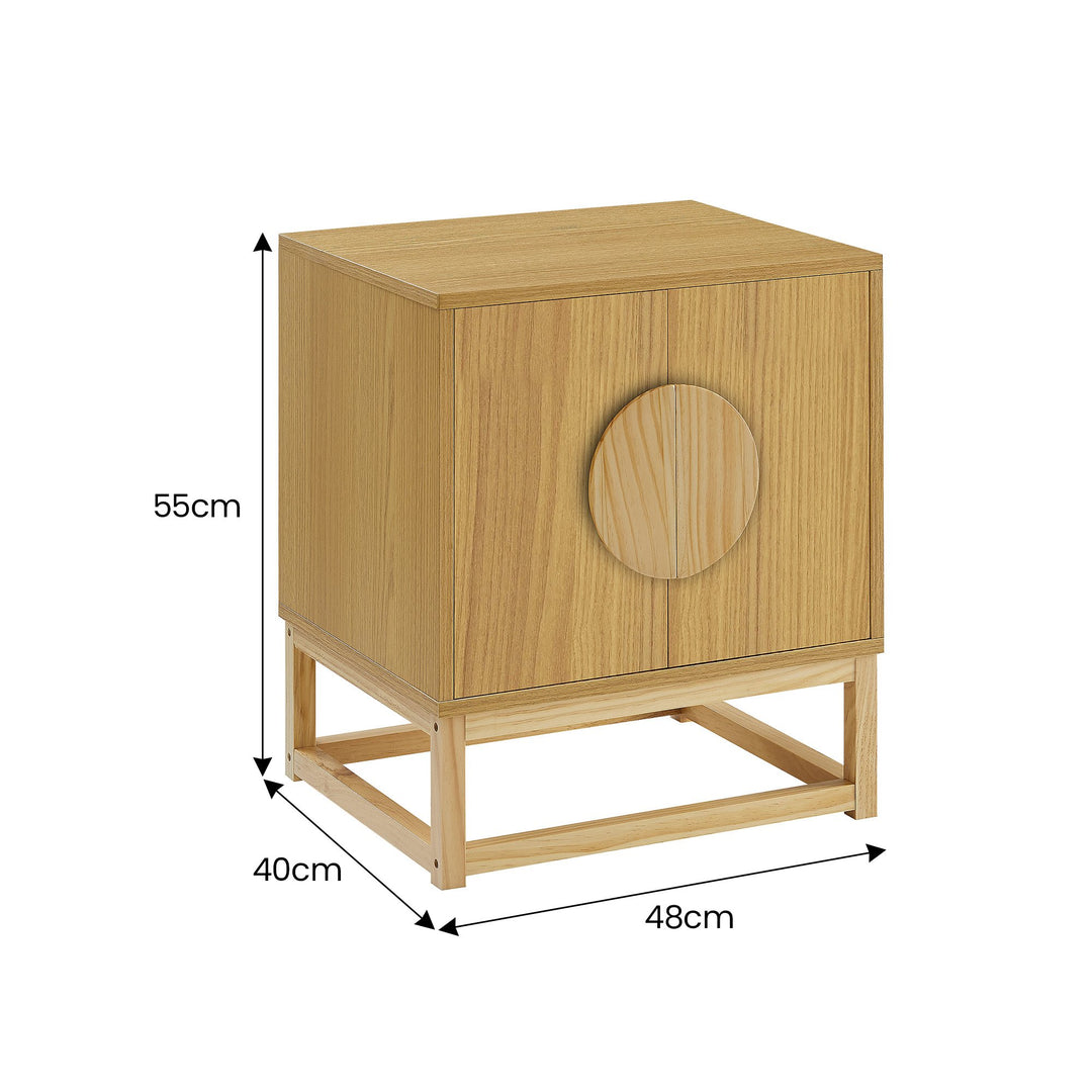 P&F ZennHome Luca Bedside Table Split Door Night Stand - Natural