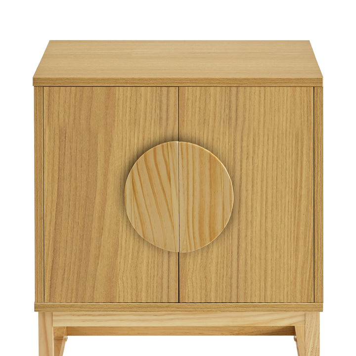 P&F ZennHome Luca Bedside Table Split Door Night Stand - Natural