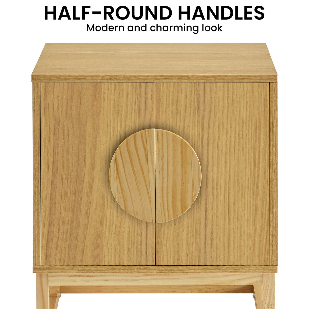 P&F ZennHome Luca Bedside Table Split Door Night Stand - Natural