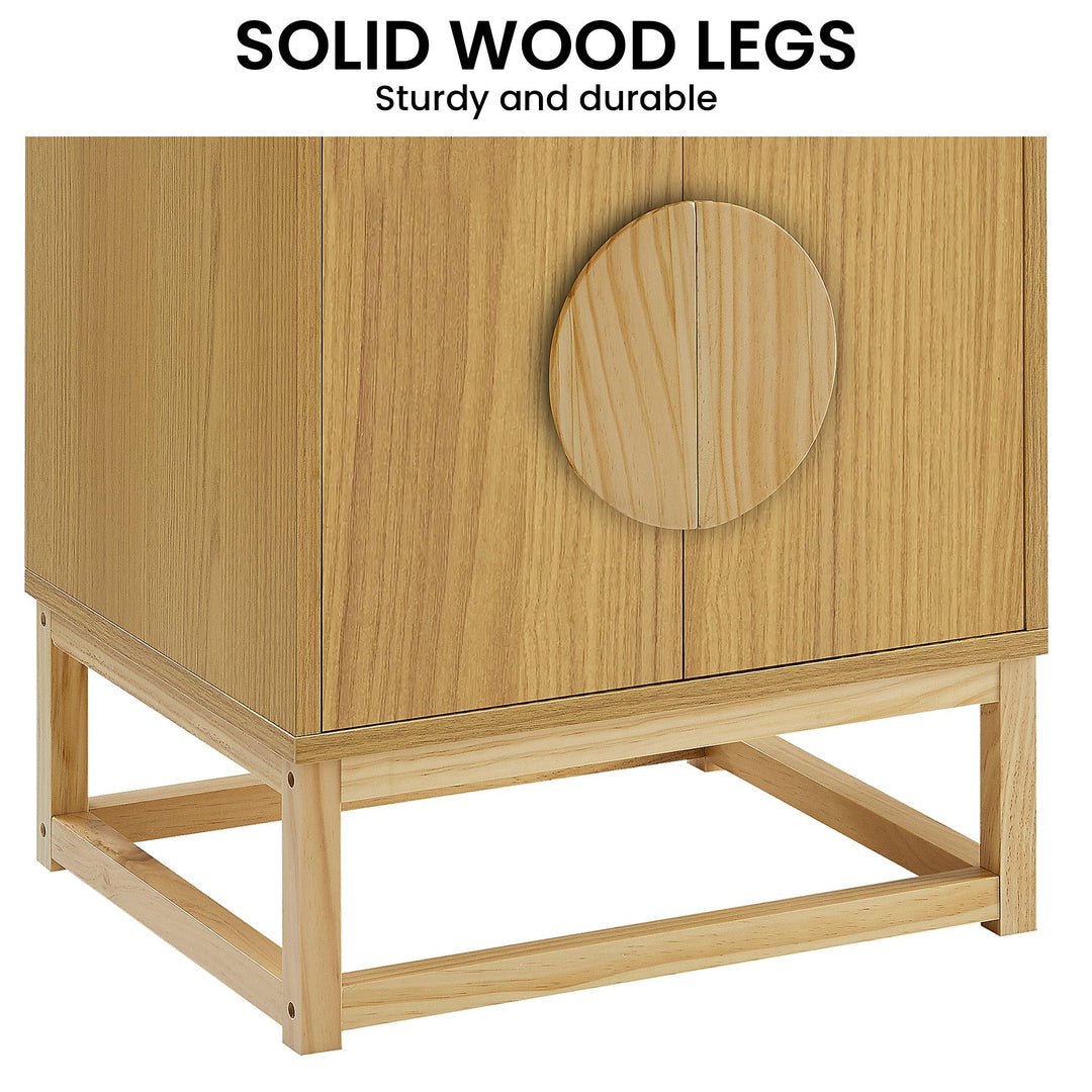 P&F ZennHome Luca Bedside Table Split Door Night Stand - Natural